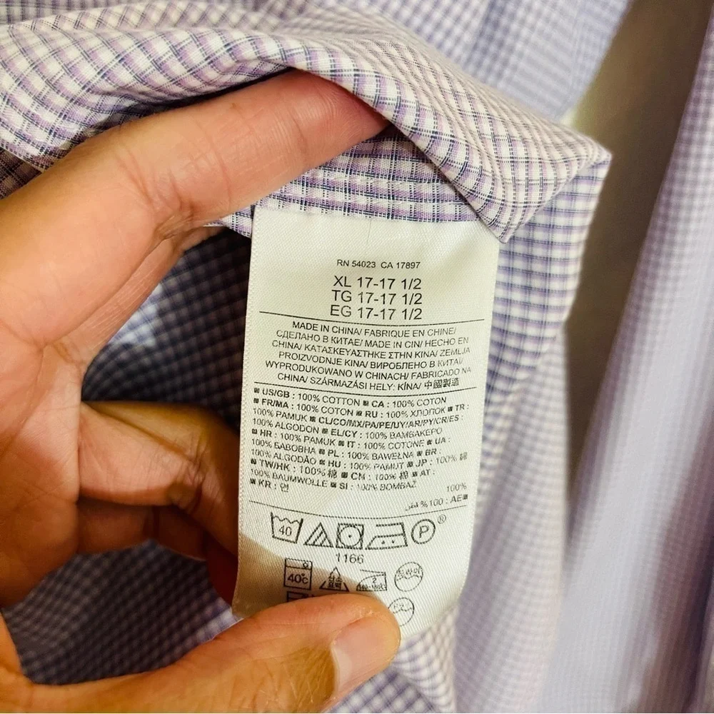 Banana Republic Non-Iron Slim Fit Plaid Button Down Shirt Men XL Preppy Career